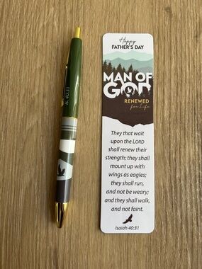 Man of God Olive Green Ballpoint Pen with Gold Accents and Eagle Motif